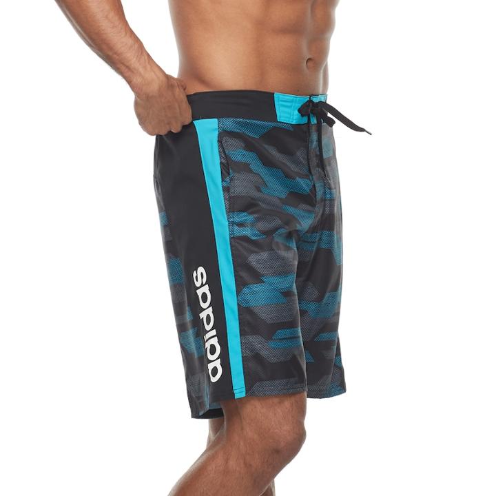 Men's Adidas Sur Shot Camo 4-way Stretch E-board Shorts, Size: Large, Turquoise/blue (turq/aqua)