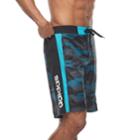 Men's Adidas Sur Shot Camo 4-way Stretch E-board Shorts, Size: Large, Turquoise/blue (turq/aqua)