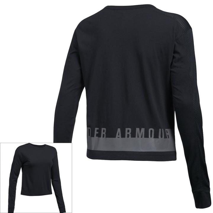 Women's Under Armour Favorite Mesh Long Sleeve Graphic Top, Size: Xs, Black