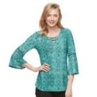 Women's Dana Buchman Shadow-stripe Top, Size: Medium, Dark Green