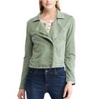 Petite Chaps French Terry Moto Jacket, Women's, Size: L Petite, Green