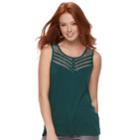 Women's Rock & Republic&reg; Inset Mesh Tank, Size: Xl, Green