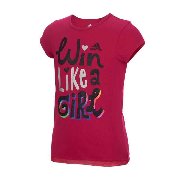 Girls 7-16 Adidas Win Like A Girl Tee, Size: Small, Dark Pink