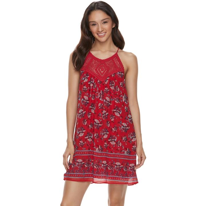 Juniors' Speechless Floral Shift Dress, Teens, Size: Xl, Red Overfl