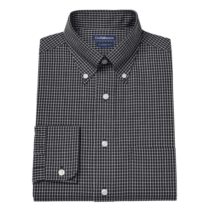 Big & Tall Croft & Barrow&reg; Easy-care Dress Shirt, Men's, Size: 19 38/9b, Black
