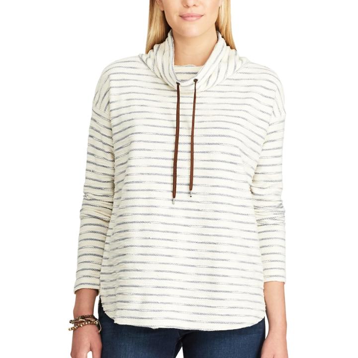 Women's Chaps Striped Terry Pullover, Size: Medium, Light Blue
