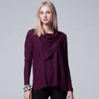 Petite Simply Vera Vera Wang Draped Sweater, Women's, Size: L Petite, Purple