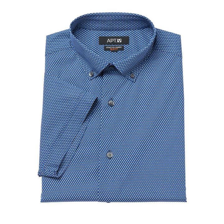 Men's Apt. 9&reg; Slim-fit Stretch Button-down Collar Dress Shirt, Size: L 16.5-17, Blue