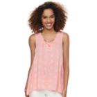 Women's Sonoma Goods For Life&trade; Printed Lace-up Tank, Size: Medium, Light Pink