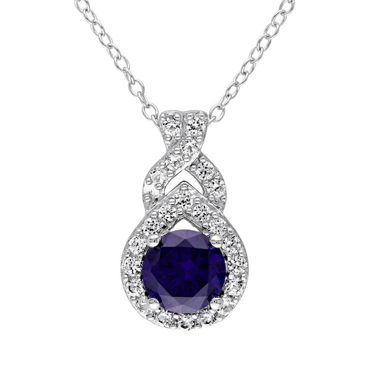 Stella Grace Lab-created Blue & White Sapphire Sterling Silver Twist Pendant Necklace, Women's, Size: 18