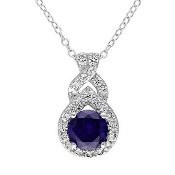 Stella Grace Lab-created Blue & White Sapphire Sterling Silver Twist Pendant Necklace, Women's, Size: 18
