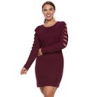Plus Size Jennifer Lopez Slashed Sleeve Sweater Dress, Women's, Size: 3xl, Drk Purple