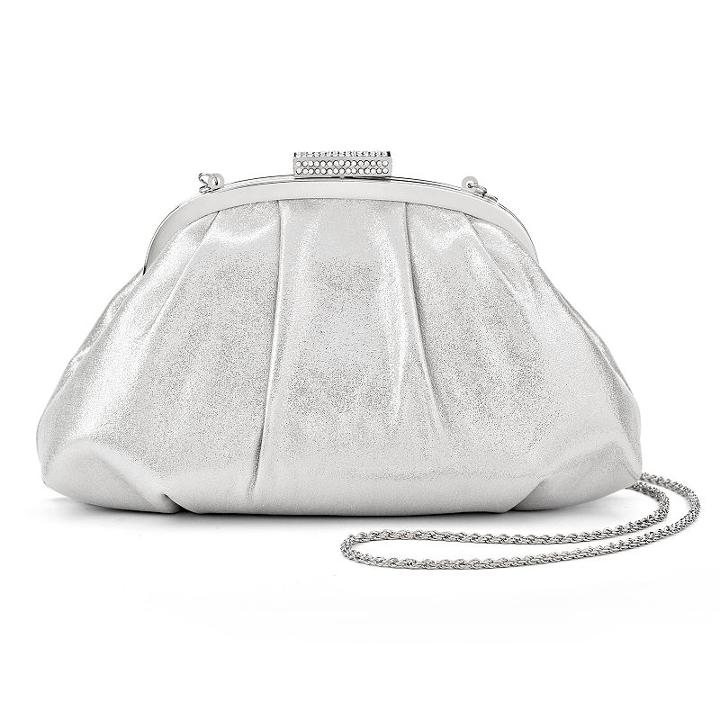 Lenore By La Regale Metallic Rhinestone Clutch, Women's, Grey