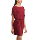 Women's Chaps Drawstring-sleeve Blouson Dress, Size: Large, Red