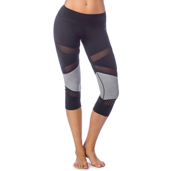 Women's Pl Movement By Pink Lotus Active Color Block Yoga Capri Leggings, Size: Xl, Black