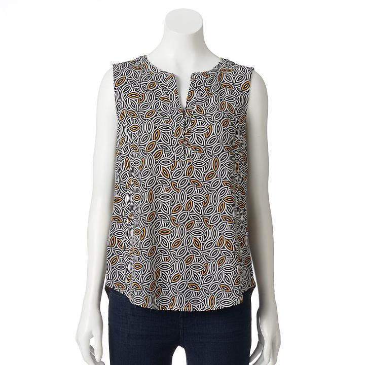 Women's Dana Buchman High-low Henley, Size: Large, Lt Beige