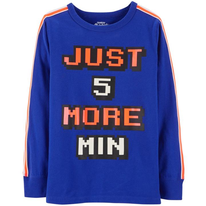 Boys 4-12 Oshkosh B'gosh&reg; Just 5 More Min Glow In The Dark Active Top, Size: 10/12, Med Blue