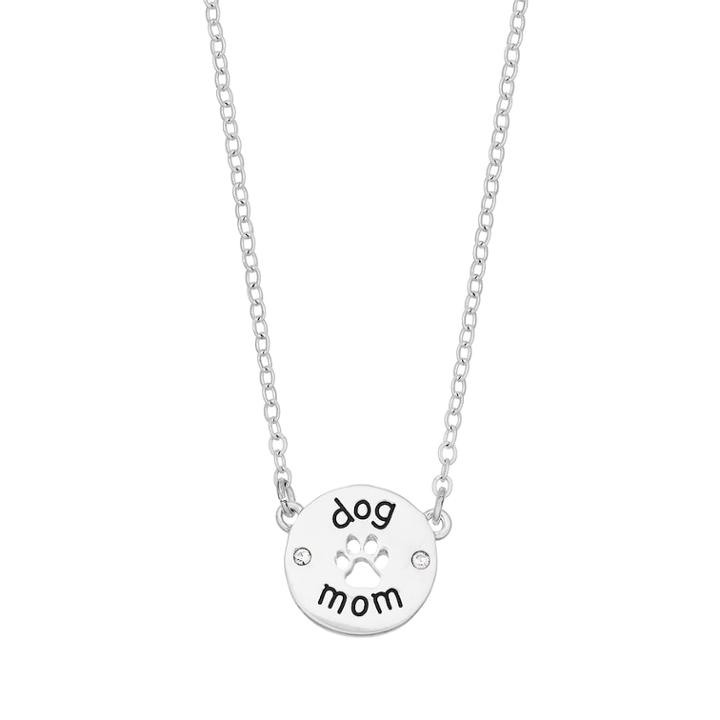 Dog Mom Paw Print Pendant Necklace, Women's, Silver