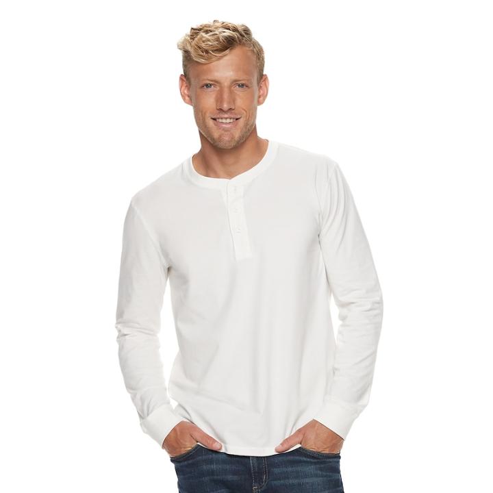 Men's Sonoma Goods For Life&trade; Slim-fit Supersoft Henley, Size: Medium, White