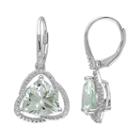 Green Quartz & Diamond Accent Sterling Silver Drop Earrings, Women's