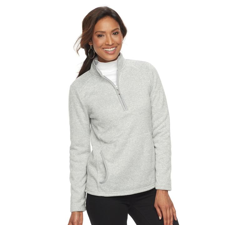 Women's Croft & Barrow&reg; 1/4 Zip Fleece Sweater, Size: Xl, Med Grey