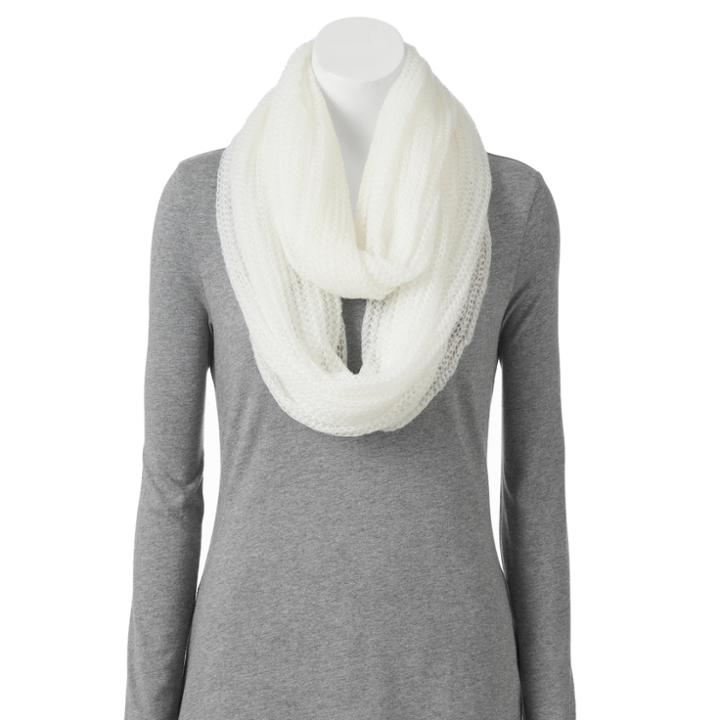 Lc Lauren Conrad Open Weave Infinity Scarf, Women's, White Oth
