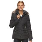 Women's Free Country Printed Faux-fur Down Jacket, Size: Xl, Black
