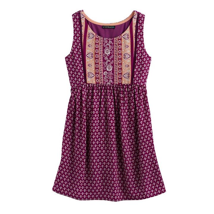 Girls 7-16 My Michelle Printed Tie-back Dress, Size: 10, Purple Oth