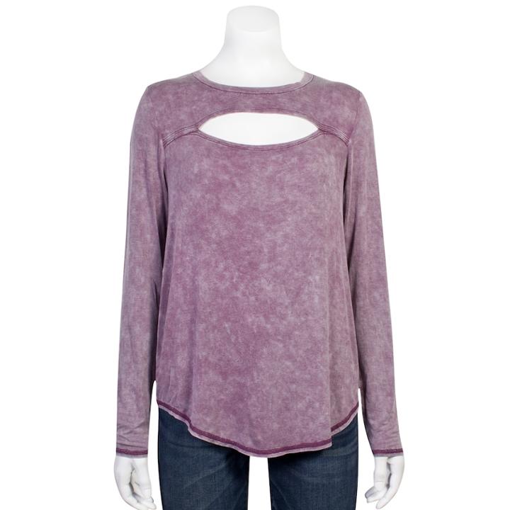 Juniors' Grayson Threads Tie-dye Cutout Tee, Teens, Size: Small, Drk Purple