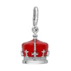 Laura Ashley Great Britain Collection Sterling Silver Lab-created White Sapphire Crown Charm, Women's