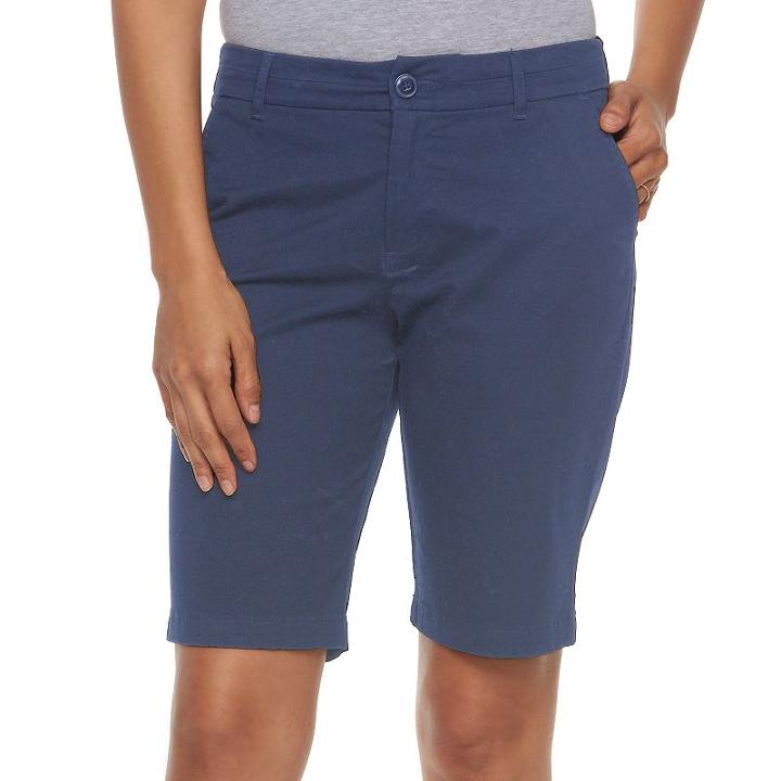 Women's Croft & Barrow&reg; Twill Bermuda Shorts, Size: 12 Avg/reg, Blue (navy)