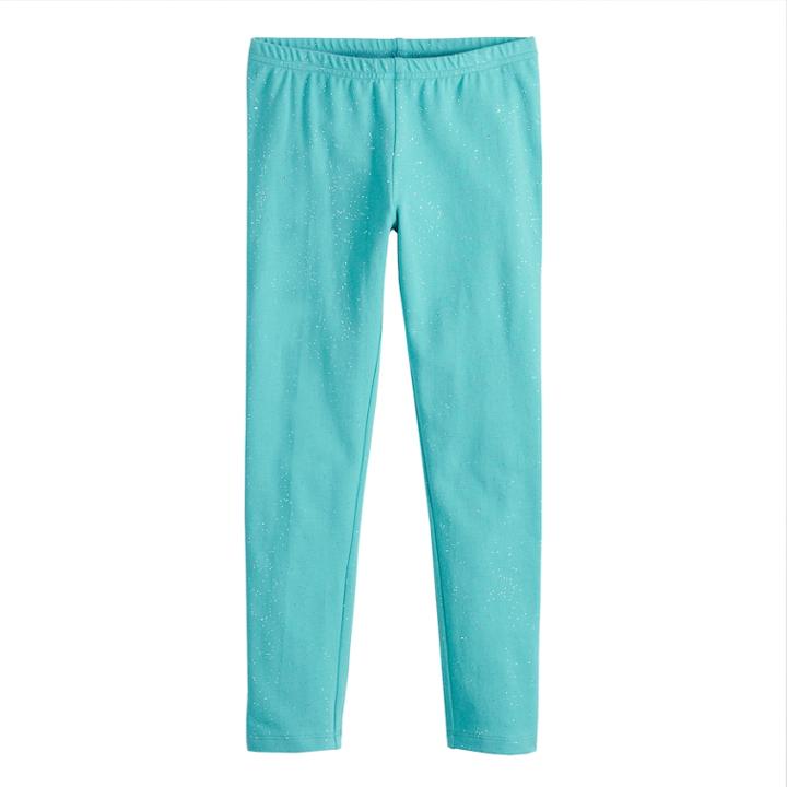 Girls 4-10 Jumping Beans&reg; Glittery Full-length Leggings, Size: 10, Med Blue