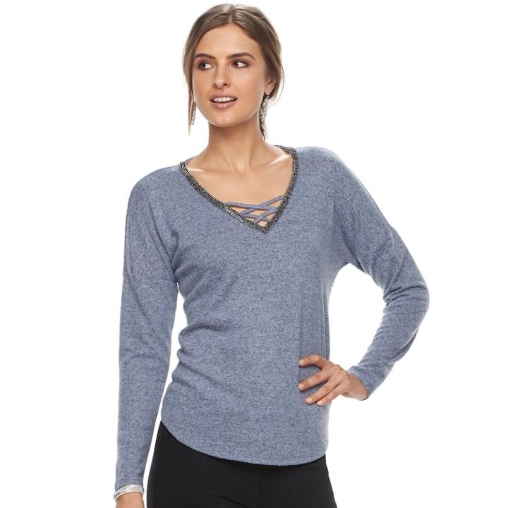 Women's Jennifer Lopez Strappy Tee, Size: Small, Blue (navy)