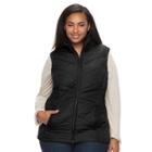 Plus Size Weathercast Puffer Vest, Women's, Size: 2xl, Black