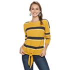 Juniors' Pink Republic Tie-front Sweater, Teens, Size: Small, Gold