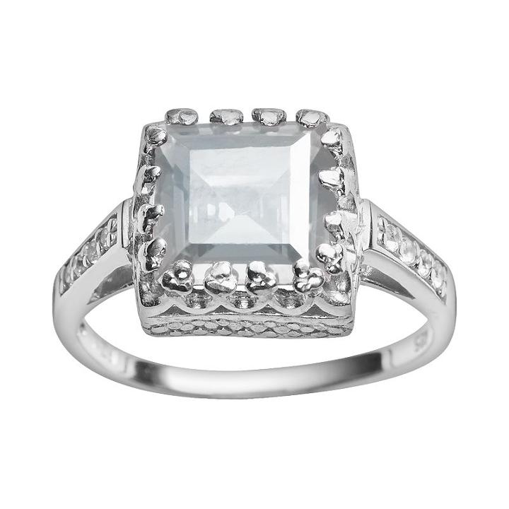 Sterling Silver Lab-created White Sapphire Crown Ring, Women's, Size: 6