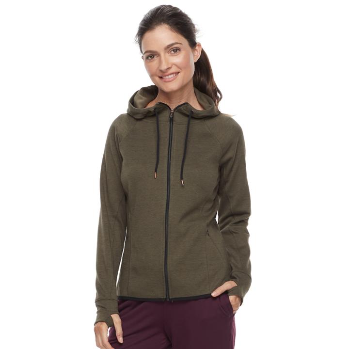 Petite Tek Gear&reg; Fleece Raglan Hoodie, Women's, Size: S Petite, Dark Green