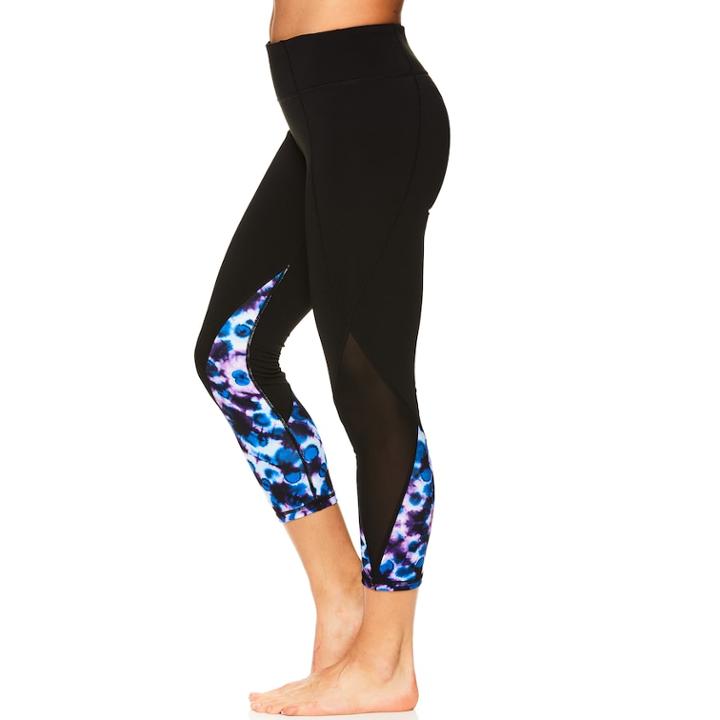Women's Gaiam Karma Mesh Print Midrise Capri Leggings, Size: Medium, Oxford