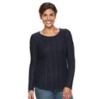Women's Croft & Barrow&reg; Lurex Ribbed Sweater, Size: Xxl, Dark Blue