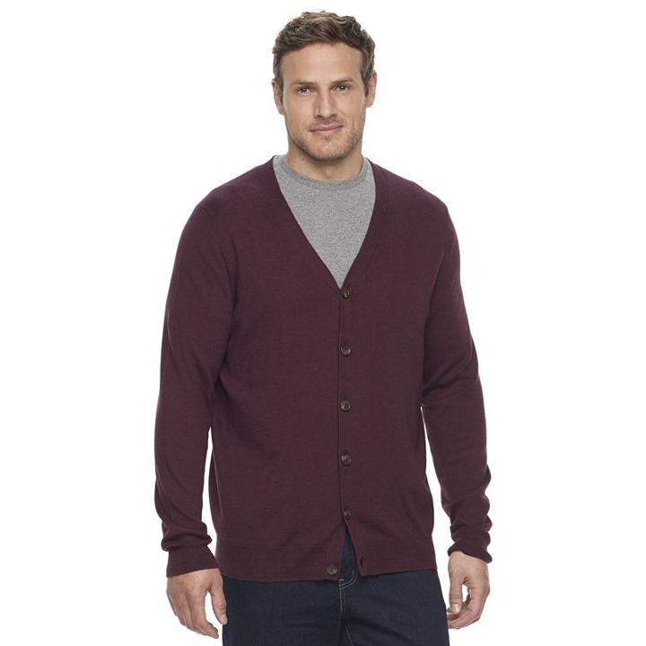 Big & Tall Croft & Barrow&reg; True Comfort Classic-fit Easy-care Cardigan Sweater, Men's, Size: Xl Tall, Med Brown