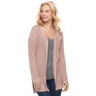 Juniors' Pink Republic Pointelle Open Front Cardigan, Teens, Size: Small, Lt Beige