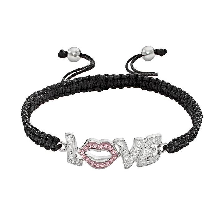 Amore By Simone I. Smith Platinum Over Silver Crystal Love Slipknot Bracelet, Women's, Pink