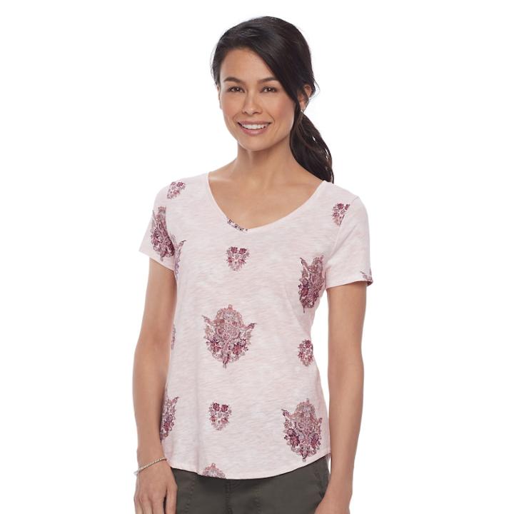 Petite Sonoma Goods For Life&trade; Essential V-neck Tee, Women's, Size: Xl Petite, Med Pink
