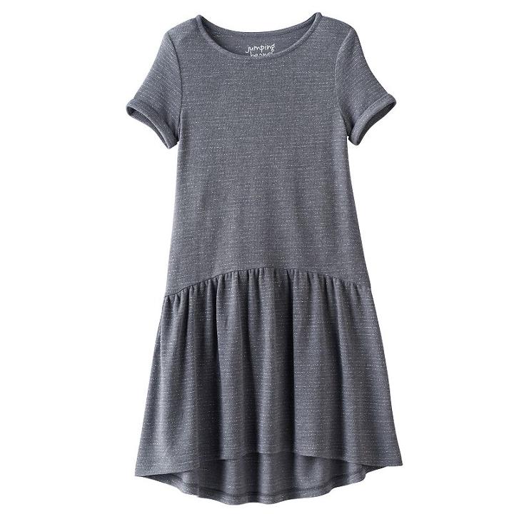 Girls 4-10 Jumping Beans&reg; Dropwaist Dress, Size: 5, Grey