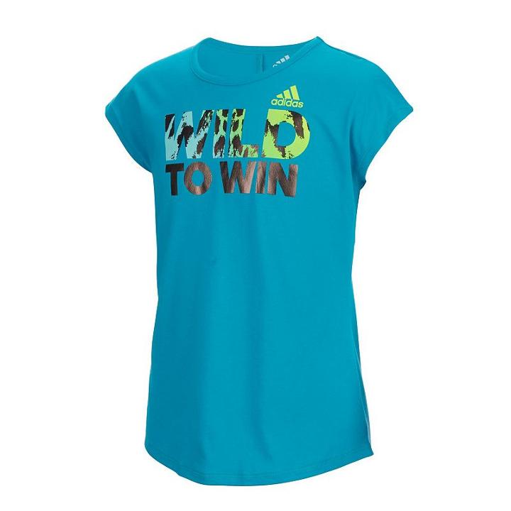 Girls 7-16 Adidas Short Sleeve Heart & Hustle Tee, Size: Small, Turquoise/blue (turq/aqua)