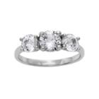 Sterling Silver Lab-created White Sapphire 3-stone Ring, Women's, Size: 6