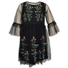 Girls 4-6x Blueberi Boulevard Embroidered Tulle Dress, Size: 4, Black
