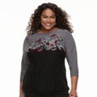 Plus Size Croft & Barrow&reg; Knit Jacquard Tee, Women's, Size: 3xl, Med Red