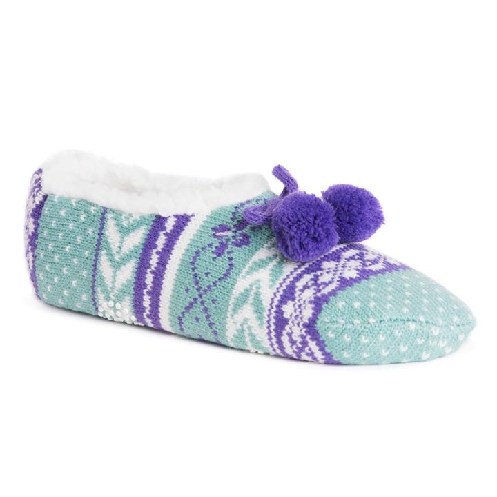 Women's Muk Luks Knit Ballet Slippers, Size: S-m, Turquoise/blue (turq/aqua)