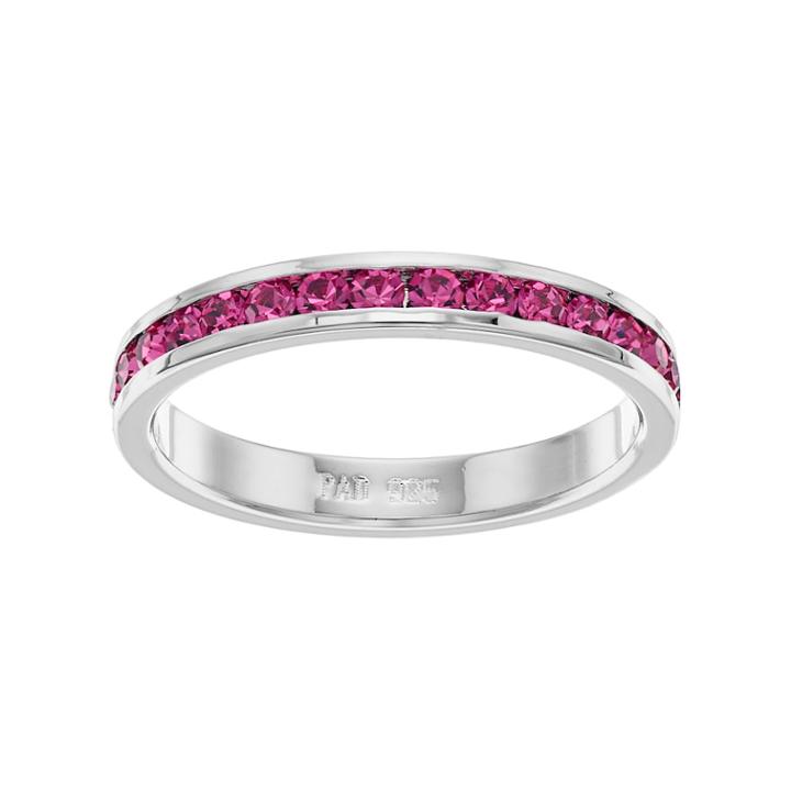 Traditions Sterling Silver Crystal Birthstone Eternity Ring, Women's, Size: 7, Pink